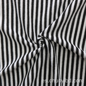 Patrón de rayas de muestra sin suave y elástica 100% Poliéster de tela de punto de jersey simple suelta para prendas